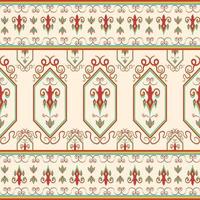 Folk emblem ethnic geometric seamless pattern in vector illustration design for mat, silk, fabric, carpet, scarf, wrapping paper, tile and more