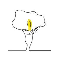 vector illustration single continuous line lily flower