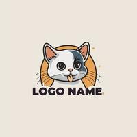 a logo design for pet business, cartoon cat cute logo design vector
