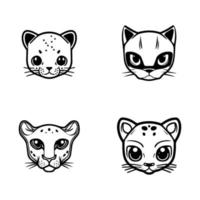 Adorable kawaii panther collection set, Hand drawn with cute expressions and playful poses. Perfect for any animal lover or panther enthusiast vector