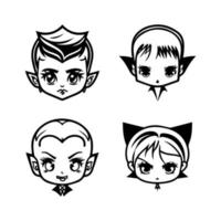 Sink your teeth into our kawaii vampire head collection. Each one Hand drawn with love, these illustrations are sure to add a touch of spookiness to your project vector