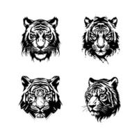 desatraillar tu interior Tigre con nuestra Tigre logo silueta recopilación. mano dibujado con amar, estos ilustraciones son Por supuesto a añadir un toque de poder y ferocidad a tu proyecto vector