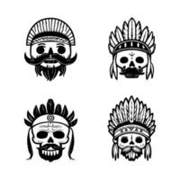 Unleash your inner warrior with our cute anime skull head wearing Indian chief accessories collection. Hand drawn with love, these illustrations are sure to add a touch of edgy charm to your project vector