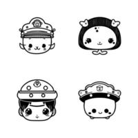 Dive into cuteness overload with our cute kawaii marine head collection set, all Hand drawn in line art style. These illustrations are perfect for adding a touch of playful sea life to your project vector