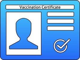 Vaccination certificate. Card of vaccine certificate for permission and admission. Vector illustration of vaccine card for medical graphic resource about virus and pandemic. COVID-19 social issue