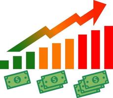 Money inflation illustration. Graph arrow with stacked cash for inflation illustration. International issues of economic and finance. Graphic resource for social issue about recession economy global vector