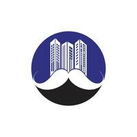 Mustache buildings vector logo design. Strong skyscraper logo design concept.