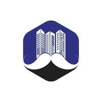 Mustache buildings vector logo design. Strong skyscraper logo design concept.