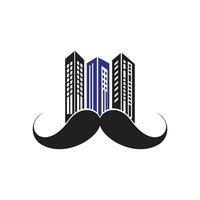 diseño de logotipo vectorial de edificios de bigote. fuerte concepto de diseño de logotipo de rascacielos. vector