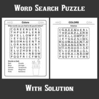 Word Search Puzzle with solution for kids vector