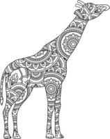 jirafa mandala colorante página vector