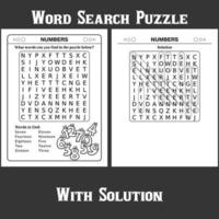 Word Search Puzzle with solution for kids vector