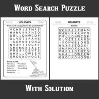 Word Search Puzzle with solution for kids vector