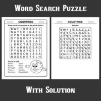 Word Search Puzzle with solution for kids vector