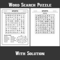 Word Search Puzzle with solution for kids vector