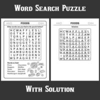 Word Search Puzzle with solution for kids vector