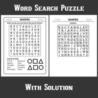 Word Search Puzzle with solution for kids vector