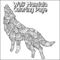 Wolf Mandala Coloring Page for Kids vector