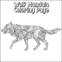 Wolf Mandala Coloring Page for Kids vector