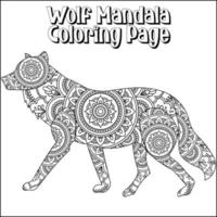 Wolf Mandala Coloring Page for Kids vector