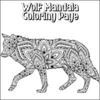 Wolf Mandala Coloring Page for Kids vector