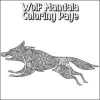 Wolf Mandala Coloring Page for Kids vector