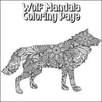 Wolf Mandala Coloring Page for Kids vector