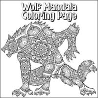 Wolf Mandala Coloring Page for Kids vector