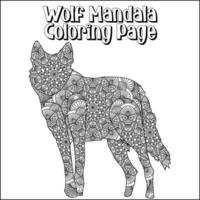 Wolf Mandala Coloring Page for Kids vector