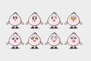 Set kawaii Dim sum cartoon character expressions vector