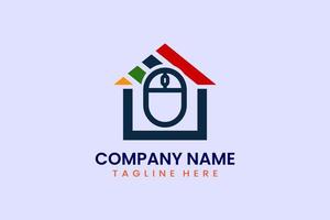 Flat computer mouse home logo template vector design illustration