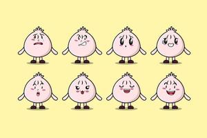 Set kawaii Dim sum cartoon character expressions vector