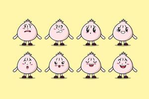 Set kawaii Dim sum cartoon character expressions vector