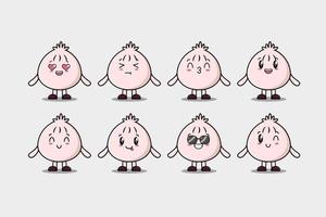 Set kawaii Dim sum cartoon character expressions vector