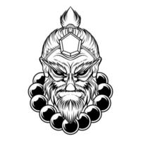 line art of tengu head, tengu head tattoo vector