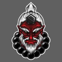 Illustration of tengu head with japanese style drawing vector