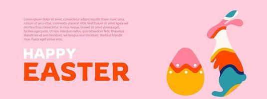 Happy Easter background with bunny and egg vector illustration