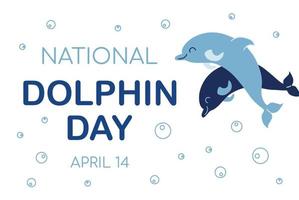 National dolphin day background horizontal vector illustration