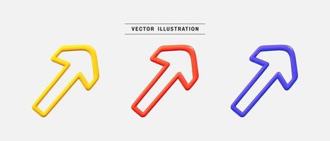 Colorful arrows 3d icon set. realistic design elements collection. vector illustration in cartoon minimal style