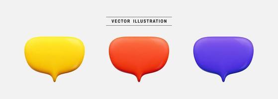 Speech bubble 3d icon set. realistic design elements collection. vector illustration in cartoon minimal style