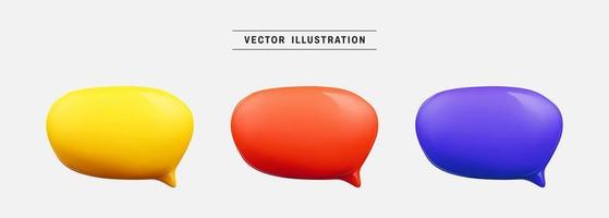 Speech bubble 3d icon set. realistic design elements collection. vector illustration in cartoon minimal style