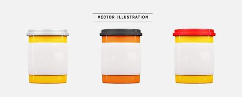 Medical pill plastic bottle 3d icon render. realistic design elements collection. vector illustration in cartoon minimal style