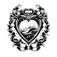 Express your love in a unique way with our heart sign tattoo design collection, featuring beautifully detailed black and white Hand drawn illustrations vector