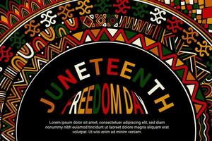 Abstract juneteenth freedom day background with colorful curved african pattern vector