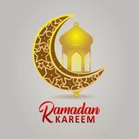 Islamic greeting ramadan kareem with beautiful lanterns and crescent moon vector