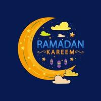 Hand drawn Ramadan kareem illustration for the celebration of holy month Ramadan kareem vector