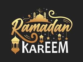 Ramadan Kareem typography. Vector calligraphy illustration. Handwritten greeting card, invitation etc.