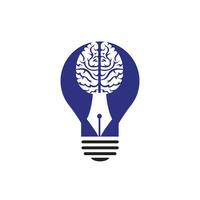 Brain pen vector logo design template. Smart creative education logo concept.