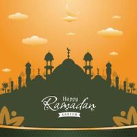 Ramadan Islamic greeting with mosque element design vector