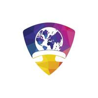 globo con el icono del logotipo del vector del auricular. icono de llamada y globo diseño de plantilla de logotipo de símbolo de llamada internacional.